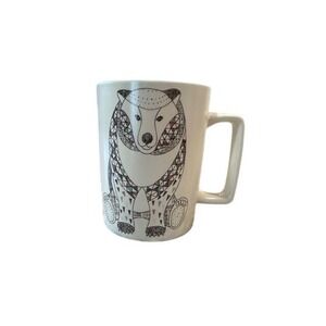 Starbucks 2017 Polar Bear Geometric Tribal Ceramic Coffee Mug 12oz Blue Interior